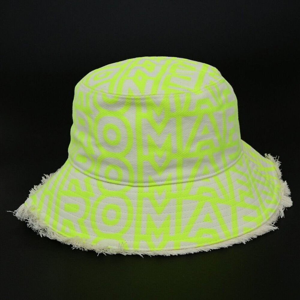 FENDI×MARC JACOBS Logo Bucket Hat #S Cotton Yellow Italy 64RL016